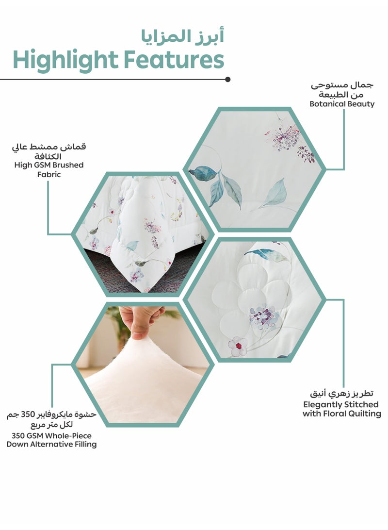 Donetella Bedding Comforter Set, King Size Fits 200x200 cm - 6-Pcs Digital Print Quilted Bed Set, Microfiber Fabric - 1 Comforter, 1 Fitted Sheet, 2 Pillow Shams, 2 Pillowcases. - Image 5