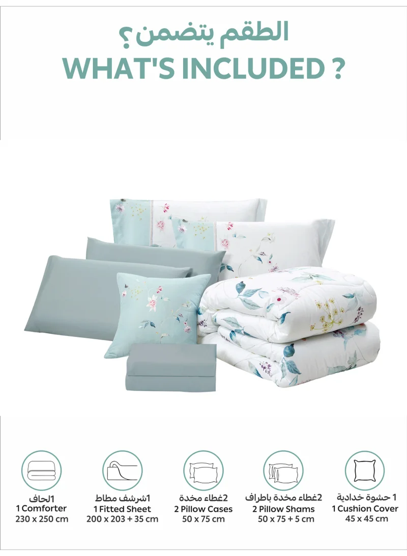 Donetella Bedding Comforter Set, King Size Fits 200x200 cm - 6-Pcs Digital Print Quilted Bed Set, Microfiber Fabric - 1 Comforter, 1 Fitted Sheet, 2 Pillow Shams, 2 Pillowcases.