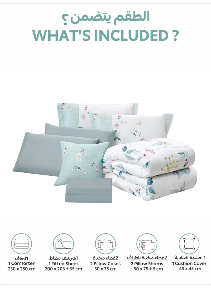 Donetella Bedding Comforter Set, King Size Fits 200x200 cm - 6-Pcs Digital Print Quilted Bed Set, Microfiber Fabric - 1 Comforter, 1 Fitted Sheet, 2 Pillow Shams, 2 Pillowcases. - Image 4