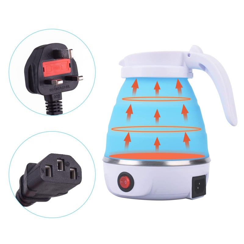 Normelle Foldable Electric Kettle 600ML – Portable Collapsible Travel Kettle with Automatic Shut-Off – Silicone and Stainless Steel Water Boiler for Tea Coffee - Image 4