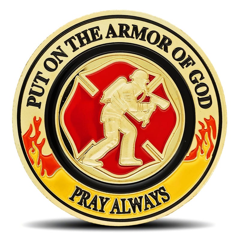 Woerda Firefighter Armor of God Challenge Coin Inspirational Gift for Firefighters - Image 3