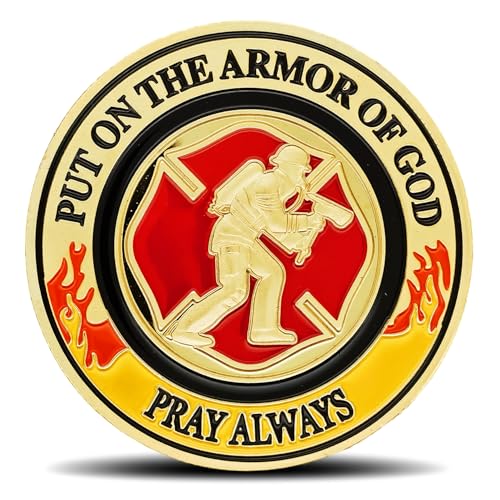 Woerda Firefighter Armor of God Challenge Coin Inspirational Gift for Firefighters - Image 1