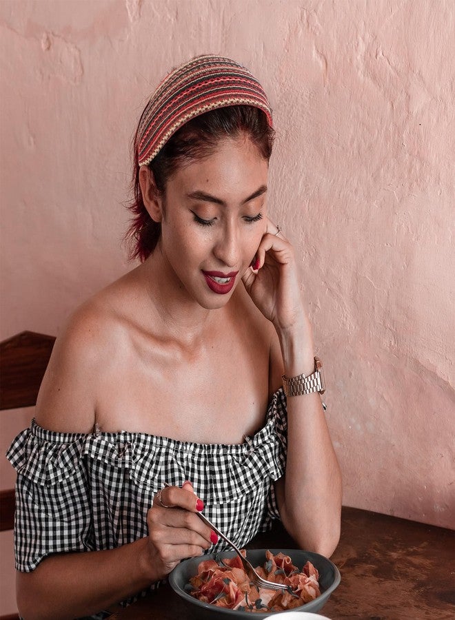 ACO-UINT Hairband, Boho Style Headbands for Women, Non-slip Wide Head Bands for Women's Hair, Thick Headbands with Teeth, Fabric Headbands for Women Girls (Red, 1 Count Pack of 1) - Image 4