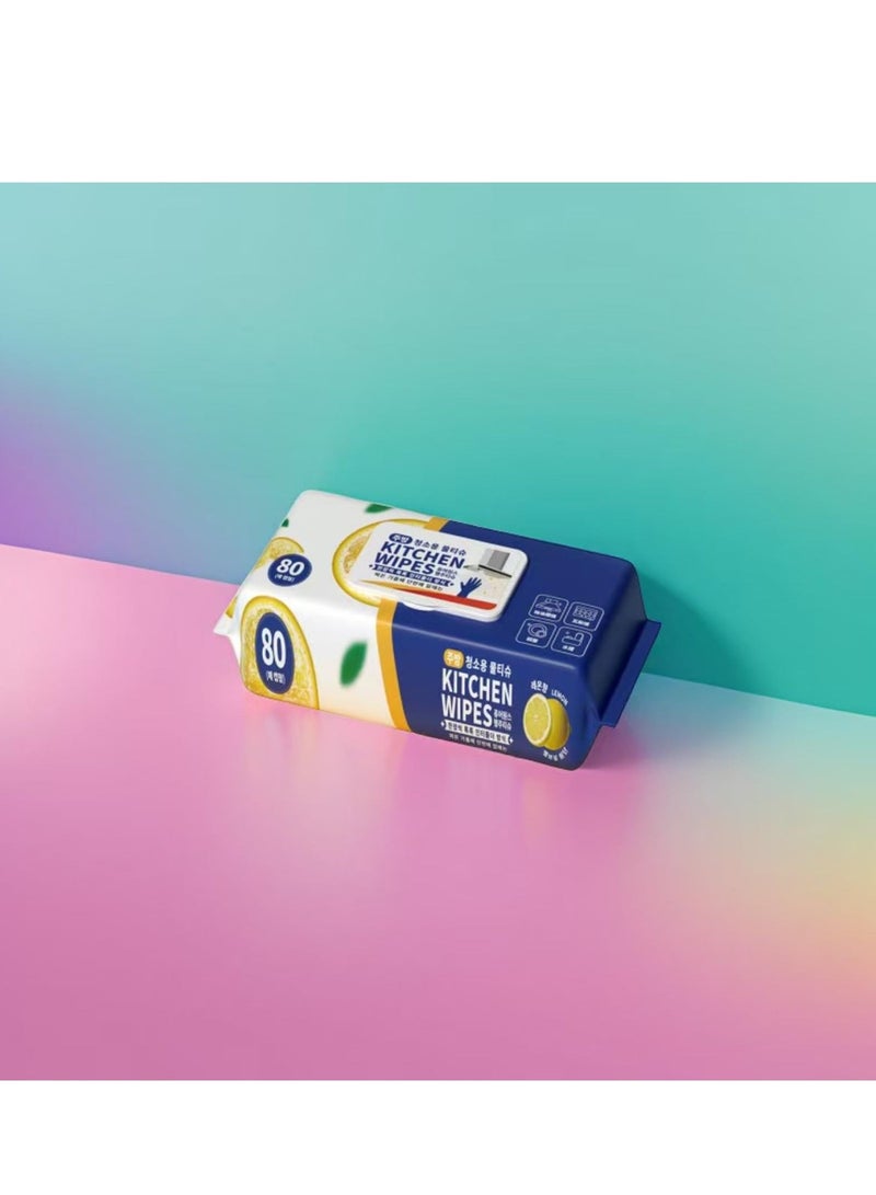 (2عبوات) منديل مطبخ ، 80 قطعة ، برائحة الليمون ، إزالة الزيت والبقع ، منديل تنظيف متعدد الاستخدامات ، منديل تنظيف ماصة وقابل للتصرف . آمن على البشرة والعديد من الأسطح. - Image 3