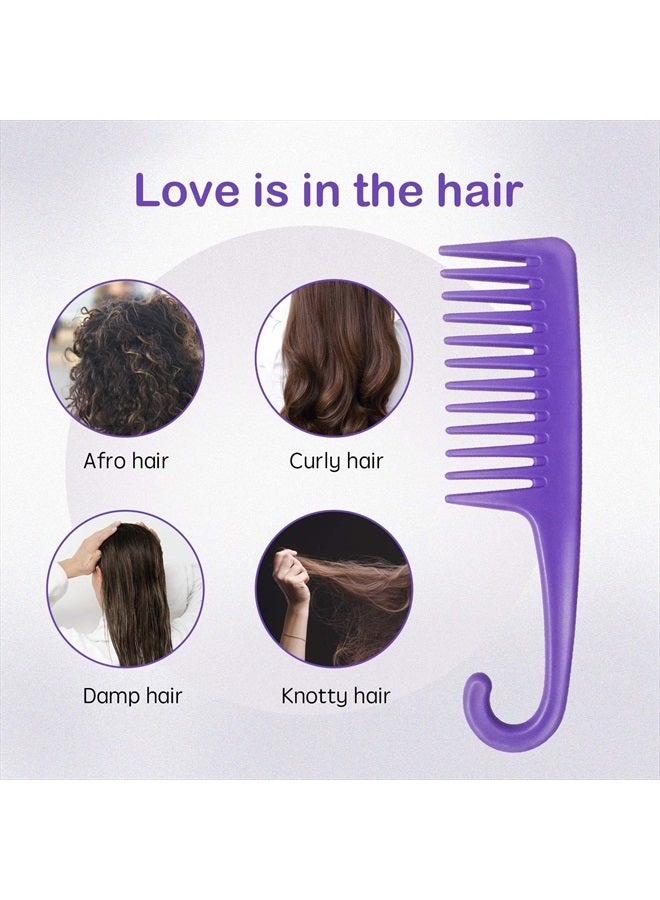 Wapodeai Wide Tooth Comb Detangling Hair Brush, Premium Care Handgrip Comb, Apply to For Curly, Wet, Dry, Thick Hair Etc. (Purple) - Image 4
