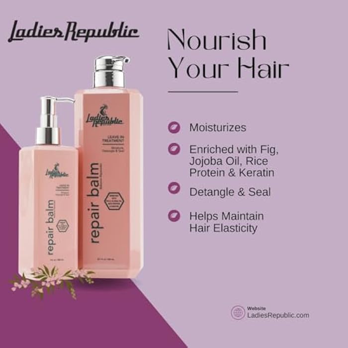 Treatment – Leave-In Conditioner Hair Balm – Professional Hair Treatment for Dry Damaged Hair, Hair Repair and Hydration – Enriched with Fig Seed, Keratin, Vitamin E–7.5Fl Oz - Image 3