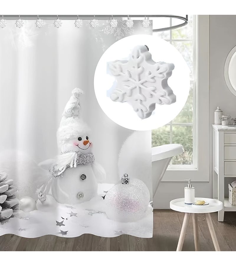 12 White Snowflake Christmas Curtain Hooks Decorative Bathroom Home Set - Image 2