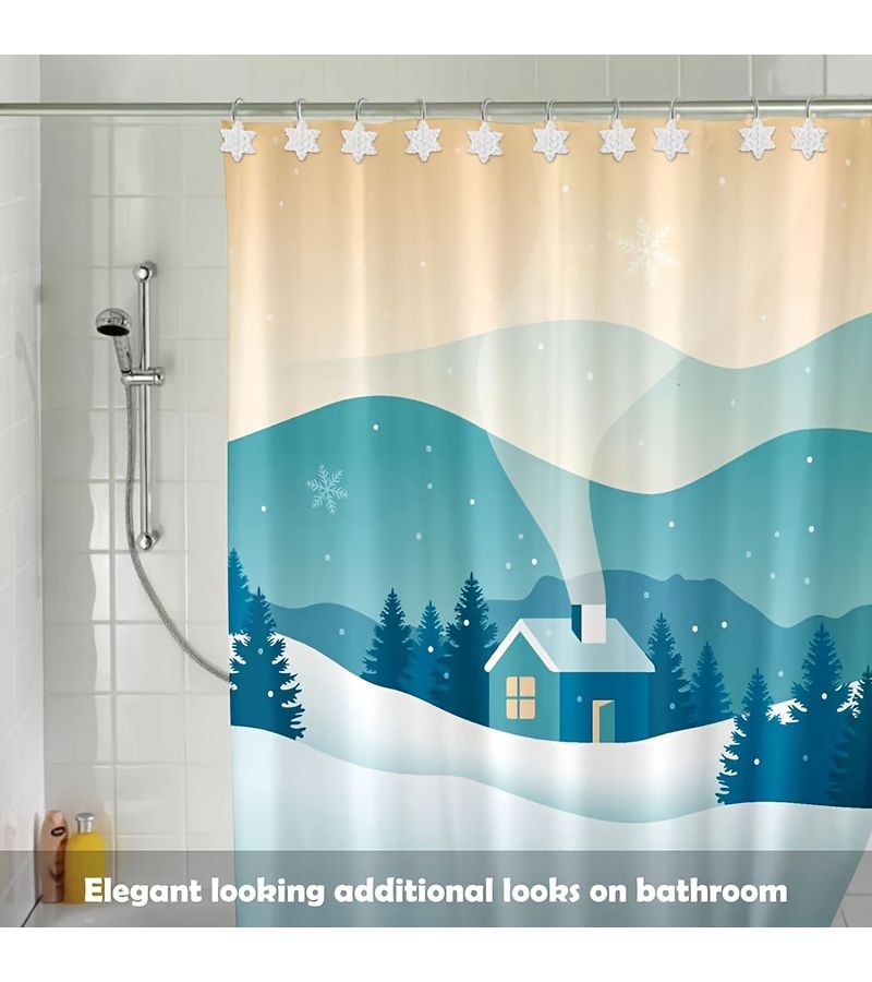 12 White Snowflake Christmas Curtain Hooks Decorative Bathroom Home Set - Image 4