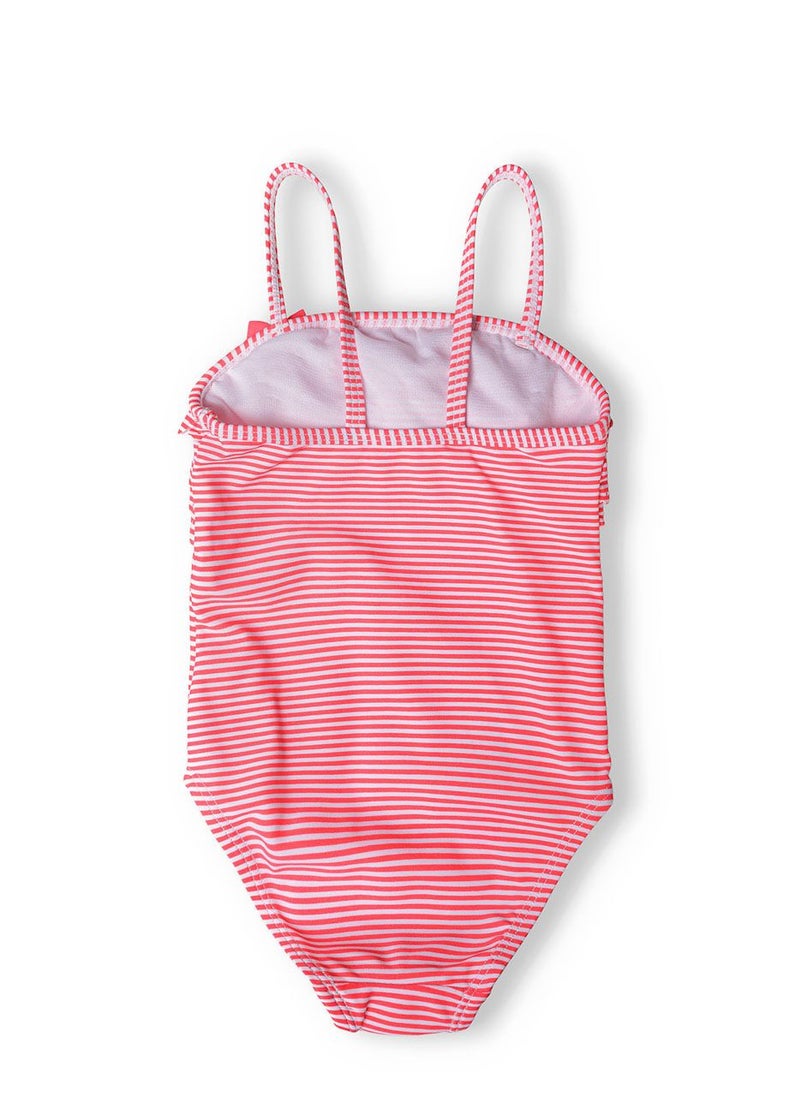 MINOTI Kids Girls' One-Piece Swimsuit with Stripes with Ruffles and Bow - Image 2