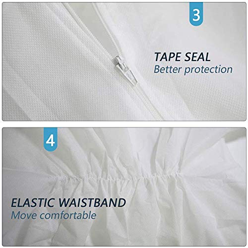 Greenour Hazmat Suits Pack of 12 Disposable Coveralls with Hood Breathable White SMS Painters Suit (Medium) - Image 4