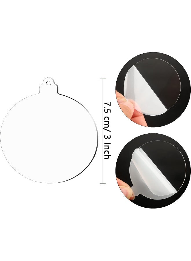 TPGP 80 Pieces Acrylic Christmas Ornament Blank Transparent Acrylic Tag Round Lantern Peach Heart Shapes for Christmas Home Party DIY Craft Decorations (Christmas Round Style)  - Image 2