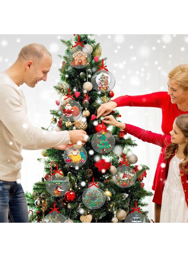 TPGP 80 Pieces Acrylic Christmas Ornament Blank Transparent Acrylic Tag Round Lantern Peach Heart Shapes for Christmas Home Party DIY Craft Decorations (Christmas Round Style)  - Image 4