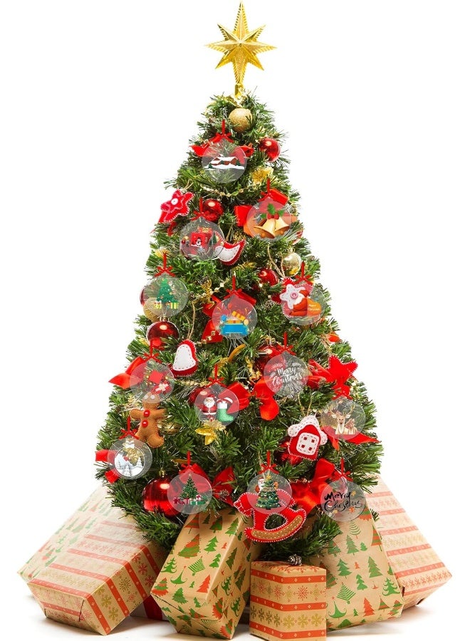 TPGP 80 Pieces Acrylic Christmas Ornament Blank Transparent Acrylic Tag Round Lantern Peach Heart Shapes for Christmas Home Party DIY Craft Decorations (Christmas Round Style)  - Image 5