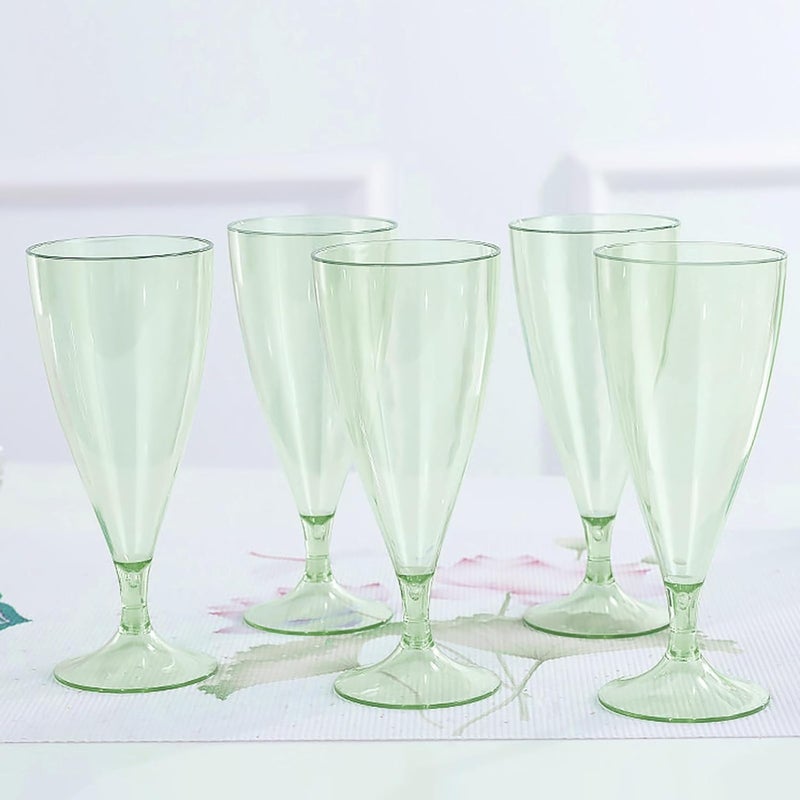 XIBO Plastic Wine Glass Set of 5 Portable Wine Glasses Camping Champagne Glasses Plastic Reusable Wine Glasses with Storage Bottle and Drip Tray Stackable and Removable Green - Image 3