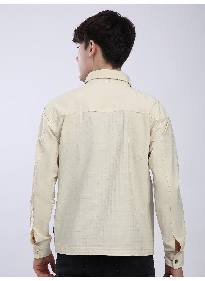 Beyoung Off White Block Textured Shacket  - Image 3