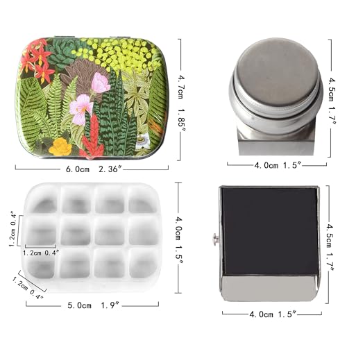 Qianshan Portable Mini Tin Box,12-Well Empty Watercolor Palette,Small Paint Storage Travel Artist Outdoor Sketch Watercolor Kits with Magnetic Clip and Oil Pot .Selva - Image 3