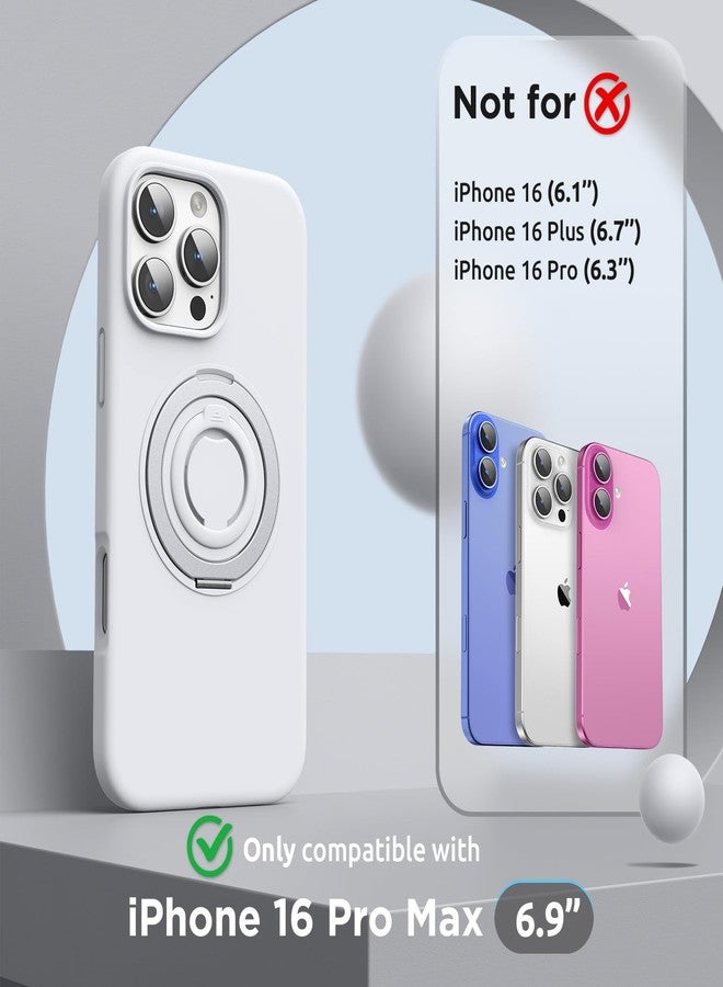 جراب SURPHY لهاتف iPhone 16 Pro Max مزود بحامل مغناطيسي دوار وحلقة سيليكون مانعة للانزلاق، متوافق مع MagSafe، جراب نحيف مقاوم للصدمات لهاتف iPhone 16 Pro Max مقاس 6.9 بوصة، لون أبيض تيتانيوم - Image 2
