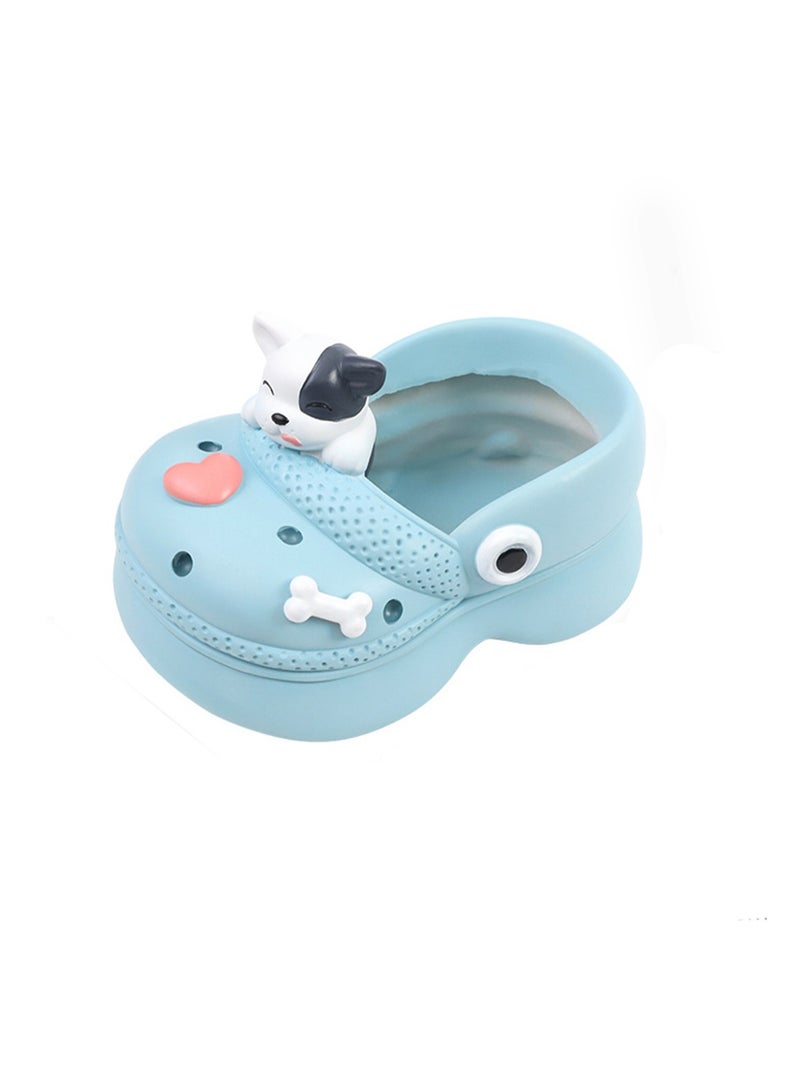 Generic Large Hole Shoes Resin Succulent Gardening Pot Container, Garden Creative Slippers Flower Pot Fun Potted Plant (Blue Cow) - Image 1
