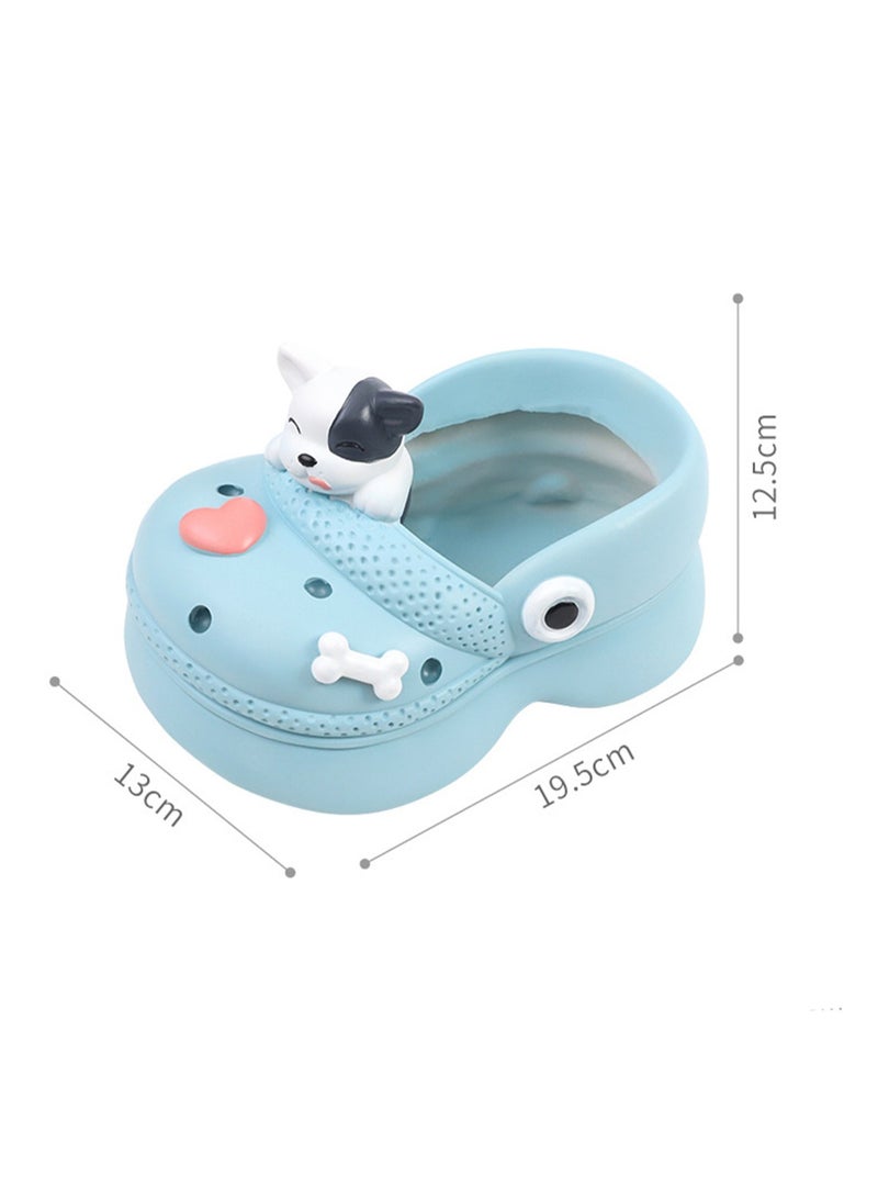 Generic Large Hole Shoes Resin Succulent Gardening Pot Container, Garden Creative Slippers Flower Pot Fun Potted Plant (Blue Cow) - Image 2