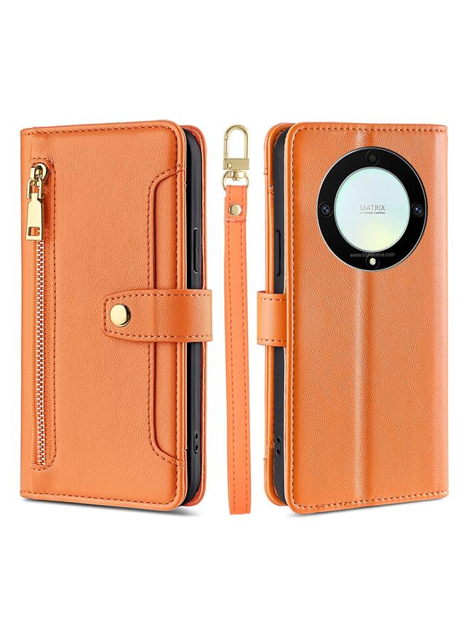 S-TOP Case For Honor X9a 5G Sheep Texture Cross-body Zipper Wallet Leather Phone Case - Image 1