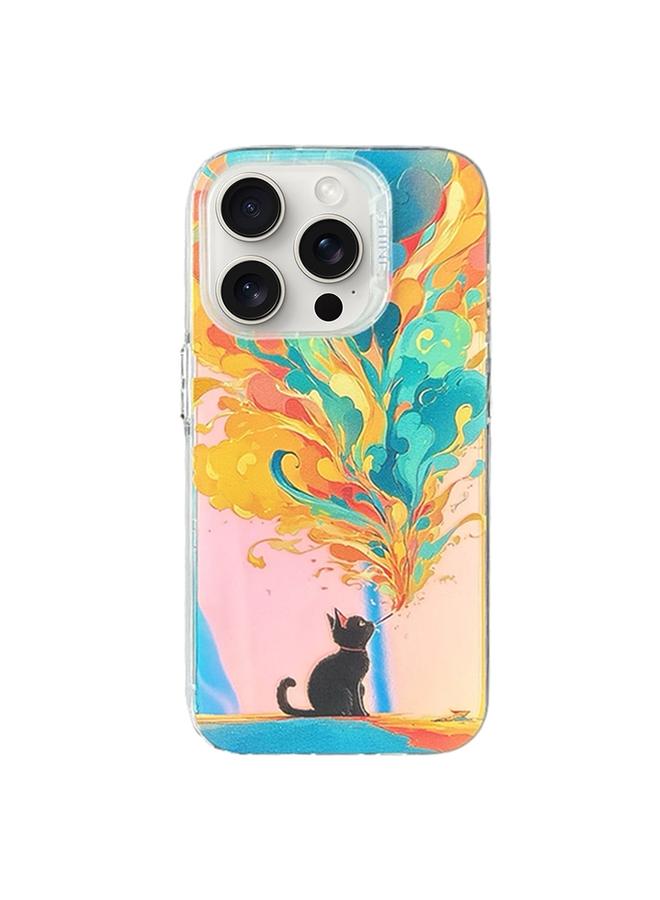 S-TOP Case For iPhone 15 Pro Laser Cat PC Shockproof Phone Case - Image 1