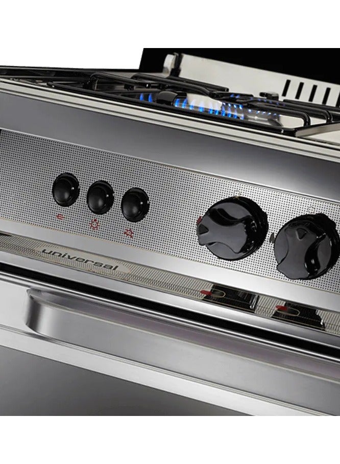 يونيفرسال بوتاجاز يونيفرسال كلاسيك، 60x90 سم، 5 شعلة، مروحة، سلفر، ستانلس ستيل، UF.ST 8905 - Image 4