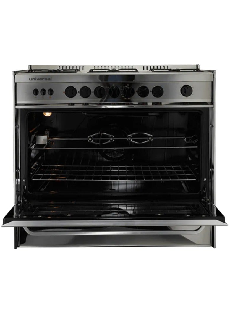 يونيفرسال بوتاجاز يونيفرسال كلاسيك، 60x90 سم، 5 شعلة، مروحة، سلفر، ستانلس ستيل، UF.ST 8905 - Image 5