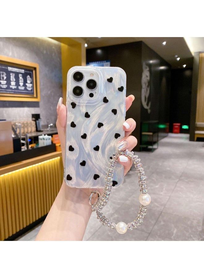NIBEMINENT Full Of Love Protective TPU Case Cover For iPhone 16 Pro Max, Full Screen Of Love With Double Pearl Diamond Chain - Image 2