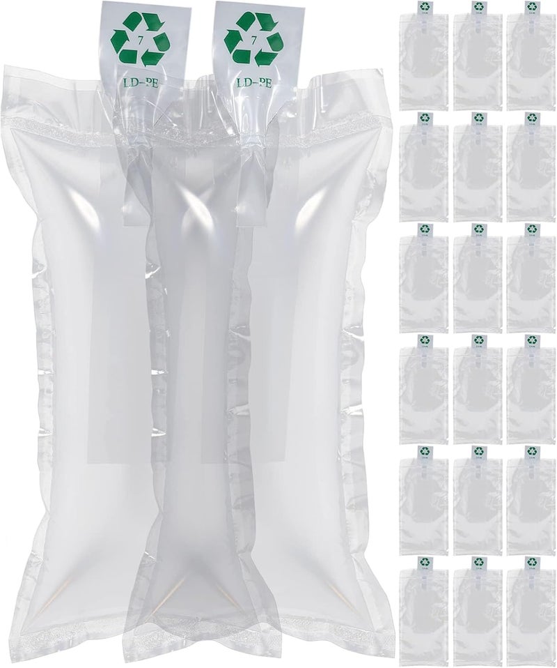 كاست ويف أكياس وسادة هوائية، 100 قطعة من الوسائد الهوائية القابلة للنفخ وأكياس الفقاعات الهوائية وأكياس تغليف وسادة هوائية مقاومة للصدمات لتغليف الشحن والبريد 10 × 20 سم - Image 1