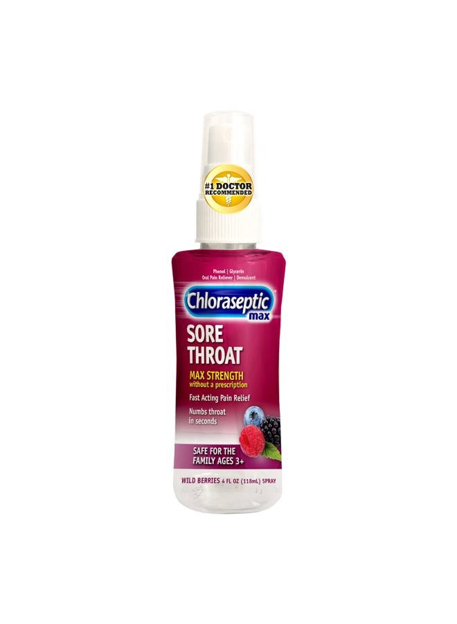 Chloraseptic Max Strength Sore Throat Spray, Wild Berries Flavor, 4.0 fl oz - Image 1