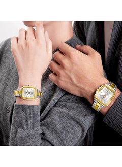 NAVIFORCE Luxury Two-Tone Gold and Silver Stainless Steel Couple Watch Set with Square Dial Date Display and Water Resistance  - Image 4