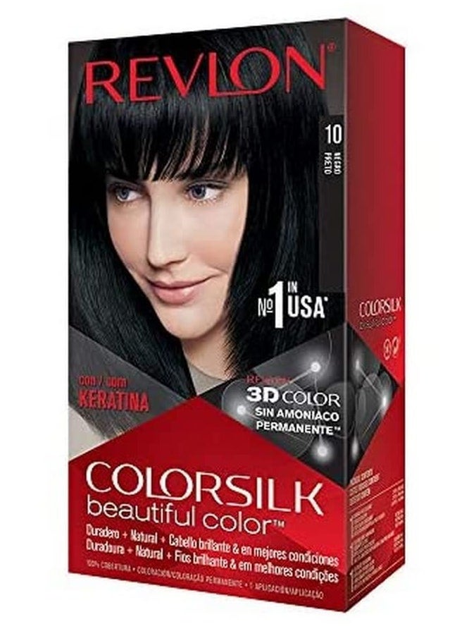 Revlon - Revlon ColorSilk Hair Dye, 10 Black - Image 1