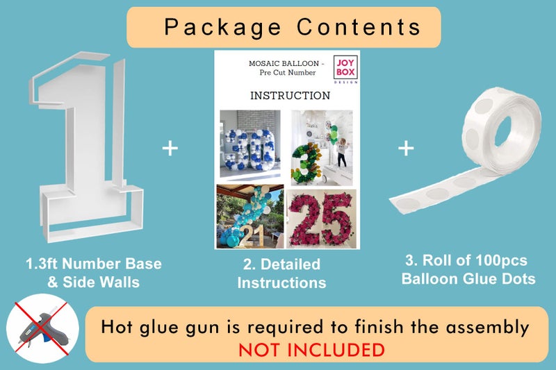 JoyBox Design 3FT Mosaic Balloon Frame Number 1 Light Up Numbers Pre-Cut Kit Thick Foam Board Decoration for Birthdays Anniversary Baby Shower - Image 3