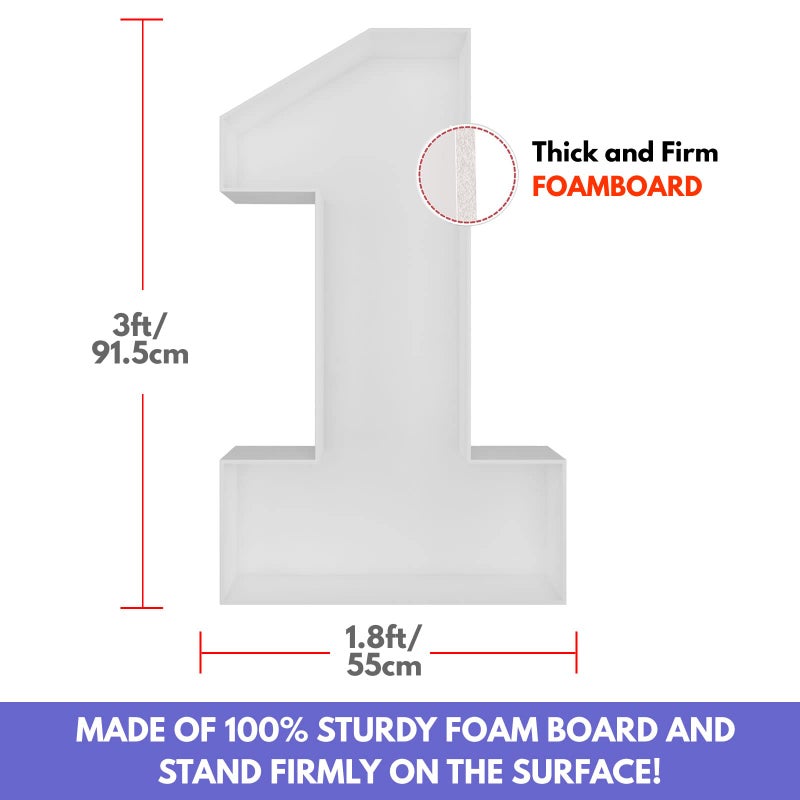 JoyBox Design 3FT Mosaic Balloon Frame Number 1 Light Up Numbers Pre-Cut Kit Thick Foam Board Decoration for Birthdays Anniversary Baby Shower - Image 4