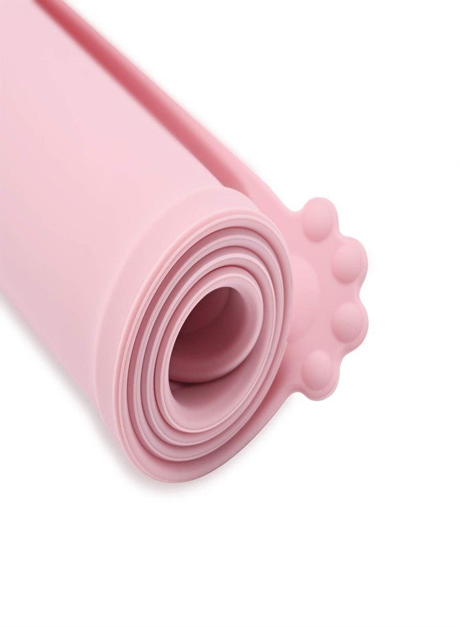 Juqiboom Silicone Waterproof Dog Cat Pet Feeding Mats, Non Slip, Easy Clean Pet Dog Cat Bowl Mats Placemat (24" x 16") Pink - Image 2