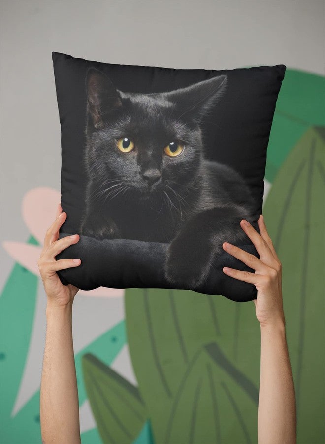 feelacle Black Cat Decorative Throw Pillow Covers Pillows Case Square Cushion Cover Standard Pillowcase for Sofa Couch Bedroom Patio 18 X18 Inch - Image 3