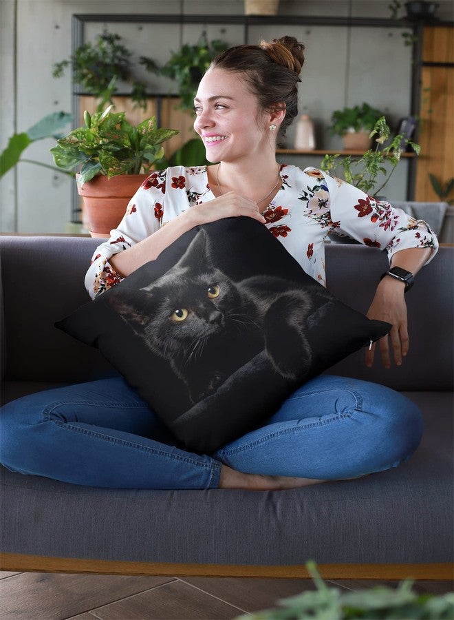feelacle Black Cat Decorative Throw Pillow Covers Pillows Case Square Cushion Cover Standard Pillowcase for Sofa Couch Bedroom Patio 18 X18 Inch - Image 5