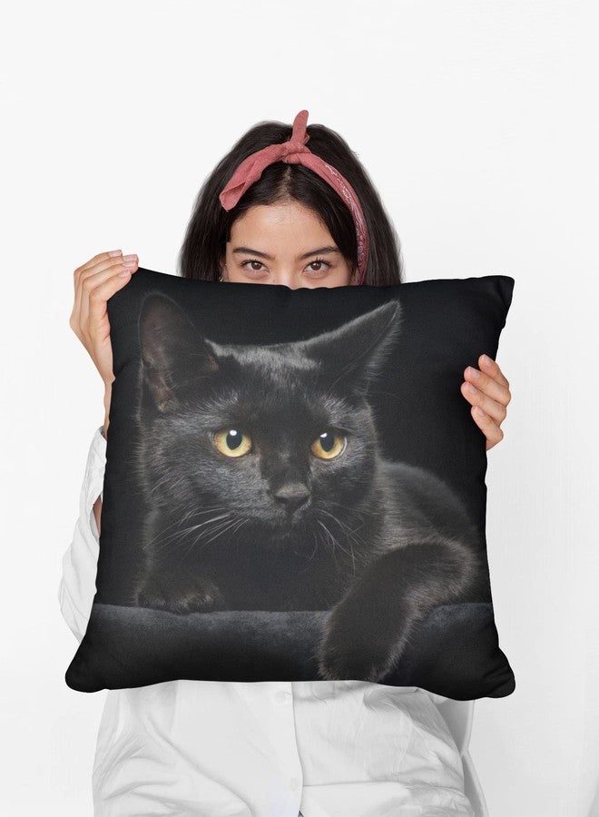 feelacle Black Cat Decorative Throw Pillow Covers Pillows Case Square Cushion Cover Standard Pillowcase for Sofa Couch Bedroom Patio 18 X18 Inch - Image 2