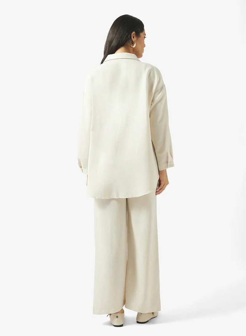 Fyor  Embroidered Shirt & Wide-Leg Pants Co-Ord Set for Women | Best Price UAE