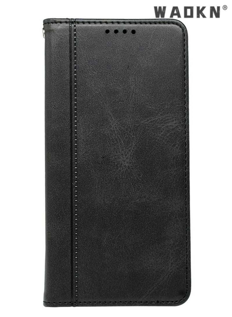 WAOKN Samsung Galaxy A55 5G Wallet Case 6.6 Inch, Leather Wallet Phone Case,PU Leather Flip Folio Phone Case with Card Holders RFID Blocking Kickstand [Shockproof TPU Inner Shell] (Black)  - Image 2
