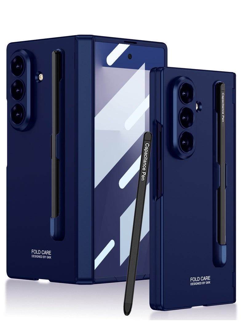 عام غطاء سامسونج جالكسي زد فولد 7 مع قلم S-Pen ودعم S-Pen وواقي شاشة أمامي مدمج، غطاء PC مطفأ رفيع جدًا مقاوم للصدمات لسامسونج زد فولد 7 5G