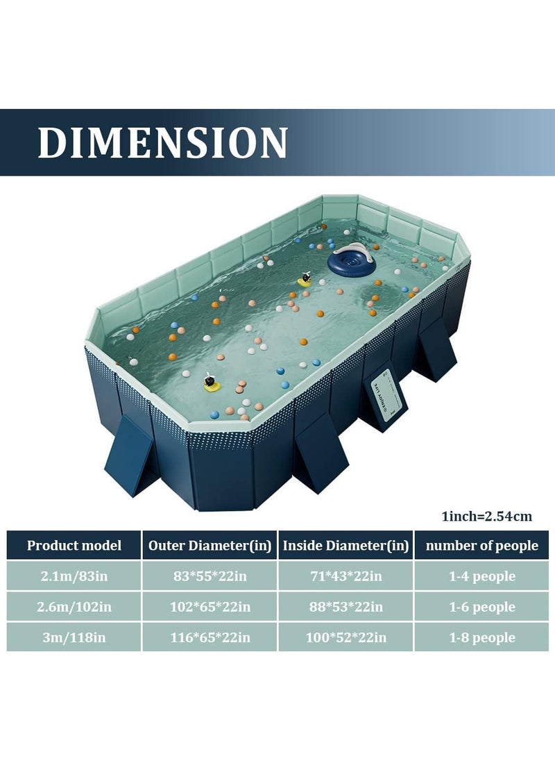 XiuWoo - Foldable PVC Swimming Pool Hard Plastic Shell Portable Swimming Pool for Kids Adults Pet for Family Garden Backyard 2.6m/102in - Image 1