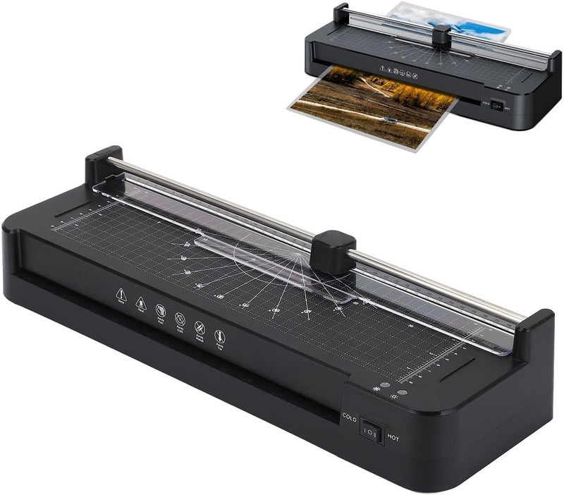 Laminator Machine, A3 Thermal and Cold Laminating Machine with Paper Trimmer Support for A3 A4 A5 A6 Portable Laminator Device for Home Office School Document Photo Card Protection Use - Image 1