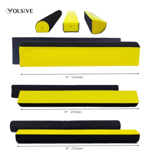 VOLSIVE 7pcs Hand Sanding Block Set, Rectangle Handheld Sanding Pad, Hook and Loop Interchangeable Assorted Shapes, for Sanding or Polishing in Auto Body and Paint Shops - Yellow - Image 3