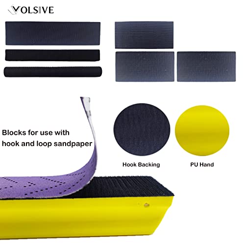 VOLSIVE 7pcs Hand Sanding Block Set, Rectangle Handheld Sanding Pad, Hook and Loop Interchangeable Assorted Shapes, for Sanding or Polishing in Auto Body and Paint Shops - Yellow - Image 4