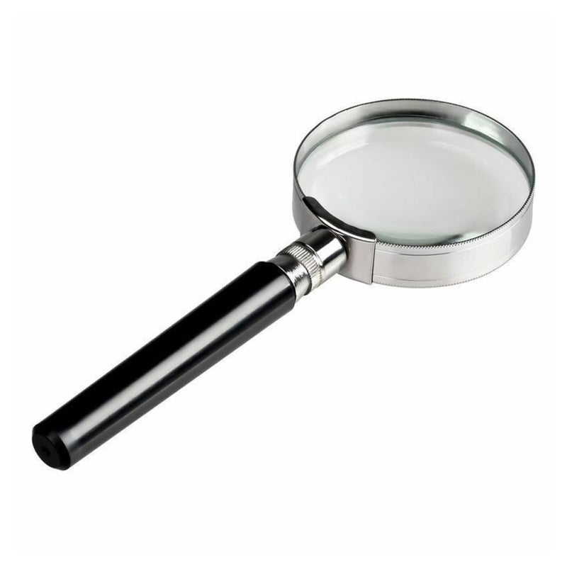 Handheld Magnifier 50mm With Silver Frame Black Plastic Handle Stainless Steel Half Metal Magnifying Glass For Reading Jewelry Repair Visual Aid For Seniors - Image 2