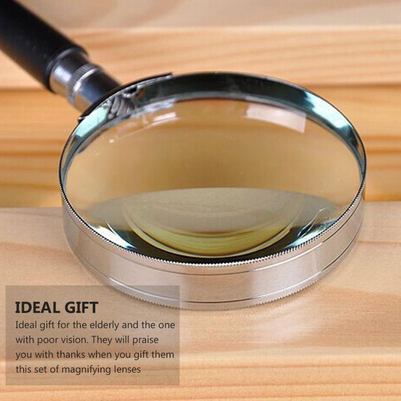 Handheld Magnifier 50mm With Silver Frame Black Plastic Handle Stainless Steel Half Metal Magnifying Glass For Reading Jewelry Repair Visual Aid For Seniors - Image 4