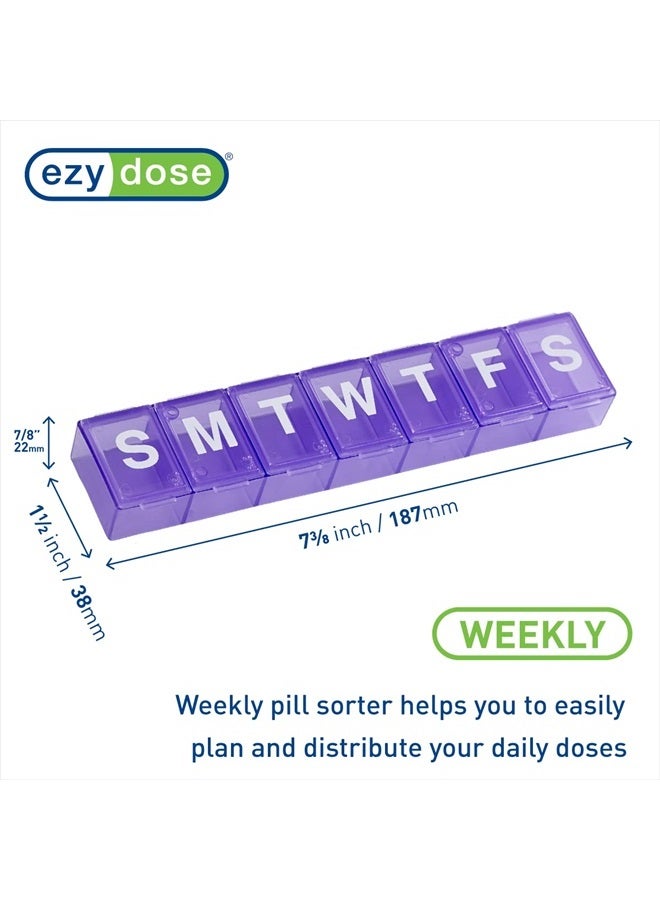 Ezy Dose Weekly (7-Day) Pill Organizer, Vitamin Planner, and Medicine Box, X-Large Compartments, Purple - Image 2