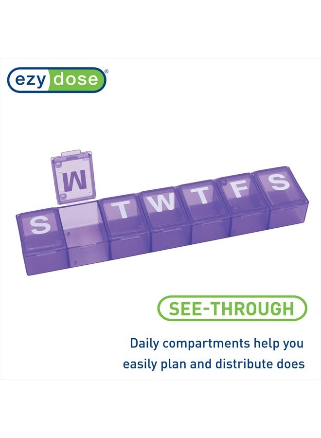 Ezy Dose Weekly (7-Day) Pill Organizer, Vitamin Planner, and Medicine Box, X-Large Compartments, Purple - Image 4