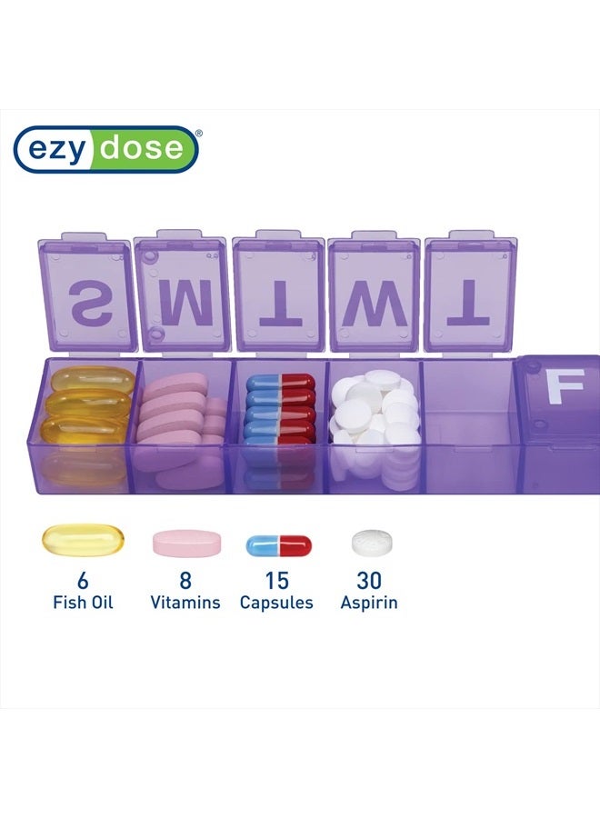 Ezy Dose Weekly (7-Day) Pill Organizer, Vitamin Planner, and Medicine Box, X-Large Compartments, Purple - Image 3